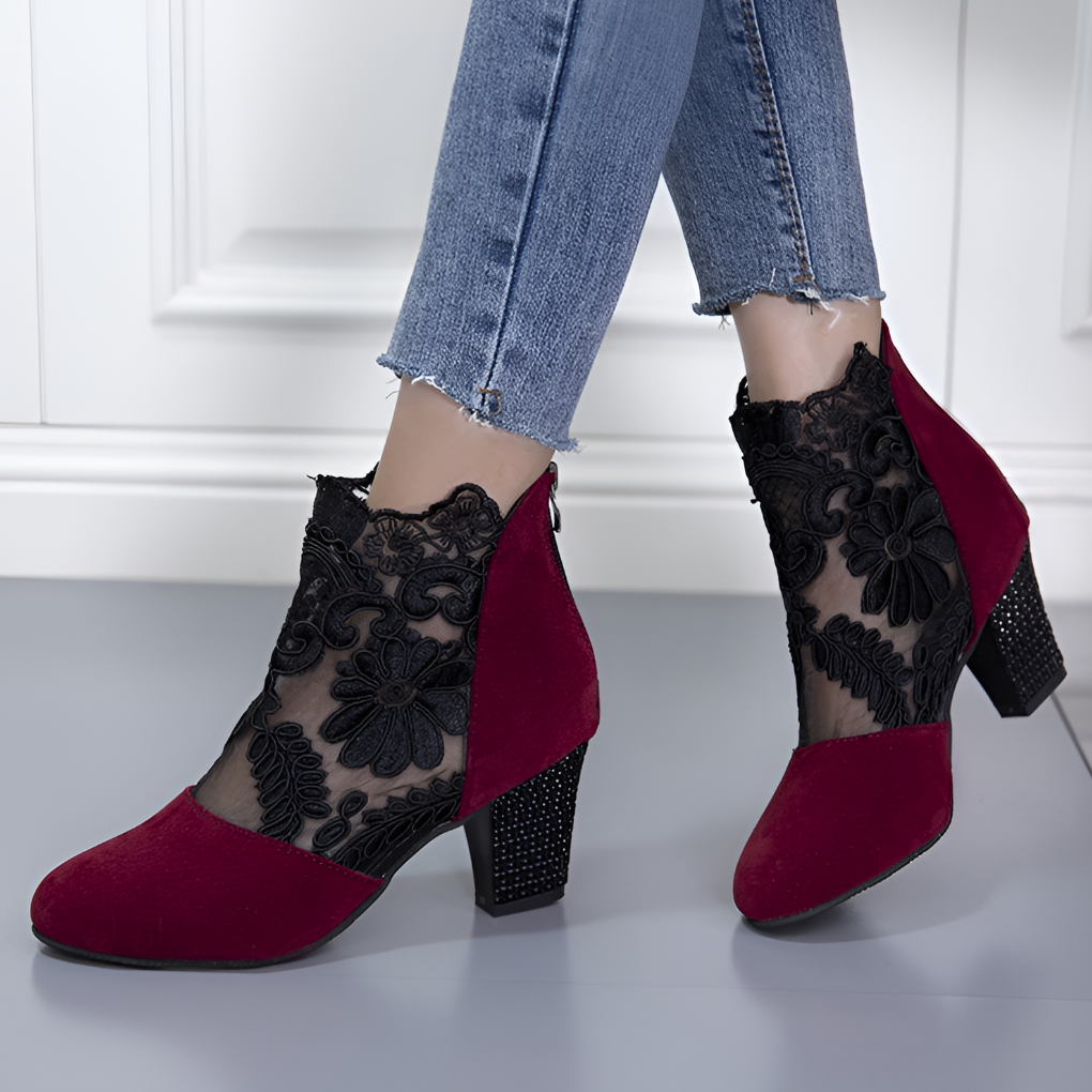 Women's Embroidered Lace High Heels
