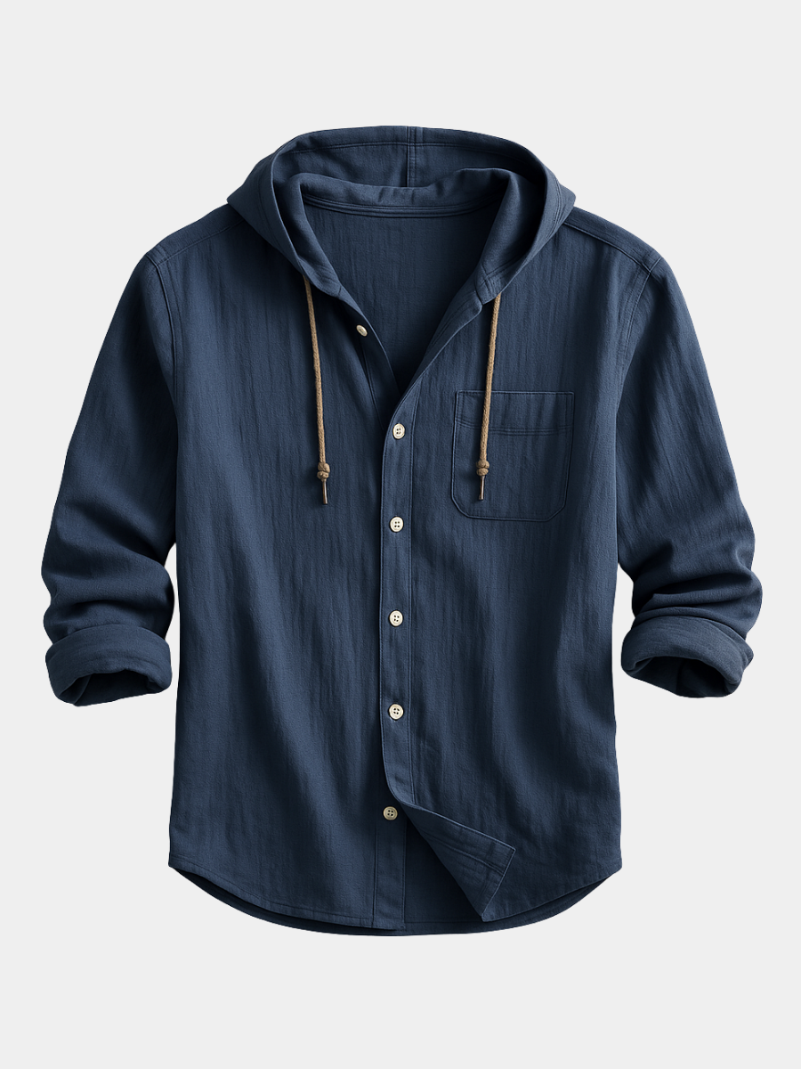 Men's Long-Sleeve Hoodie With Chest Pocket - VibreMode