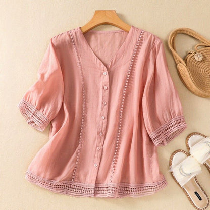 Breathable Cotton Blend Women's Top