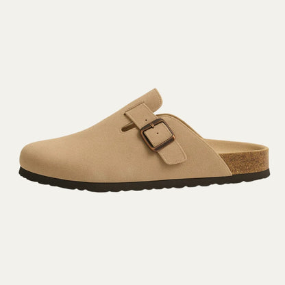 Men's Suede Moccasin Slippers Beige - VibreMode