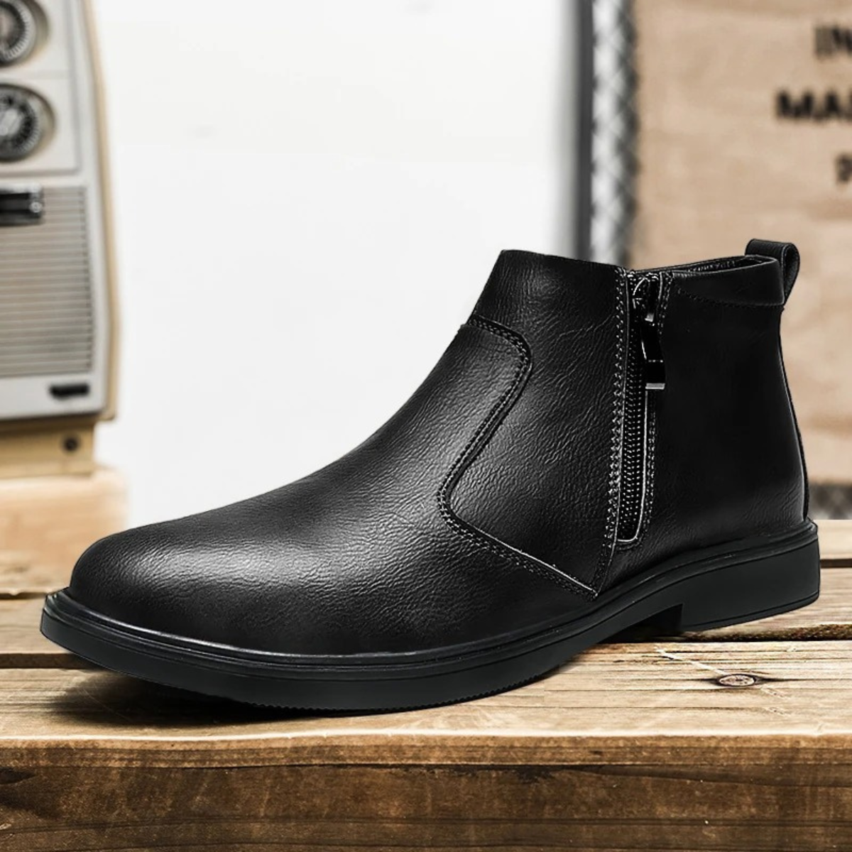Men's Leather Chelsea Boots Side Zip