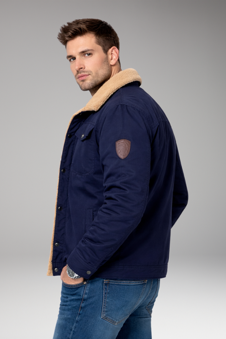 Men's Sherpa Lined Jacket Button Closure
