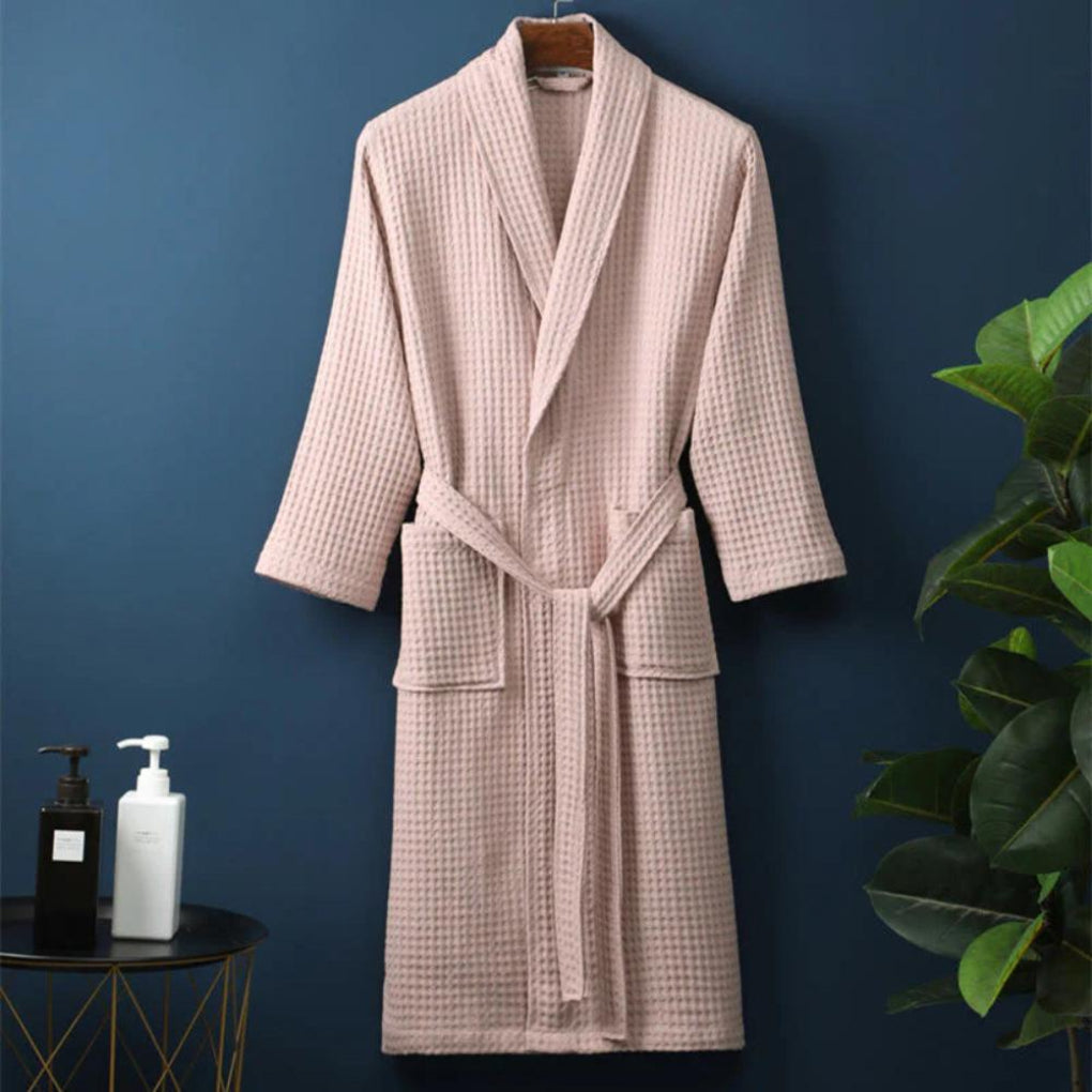 Couple Cotton Terry Bathrobe Lightweight Waffle - VibreMode