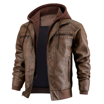 Women's Leather Winter Coat With Hood