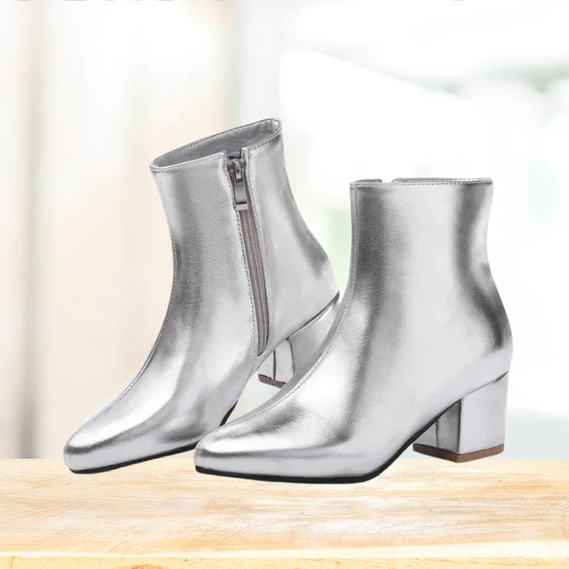 Women's Silver Ankle Boots