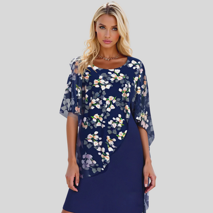 Women's Floral Chiffon Dress Elegant Print