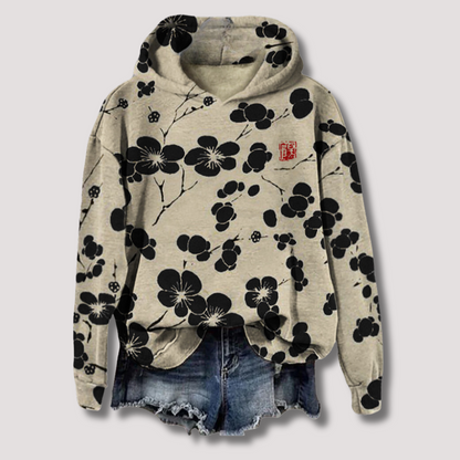 Women's Floral Hooded Sweater Lightweight - VibreMode