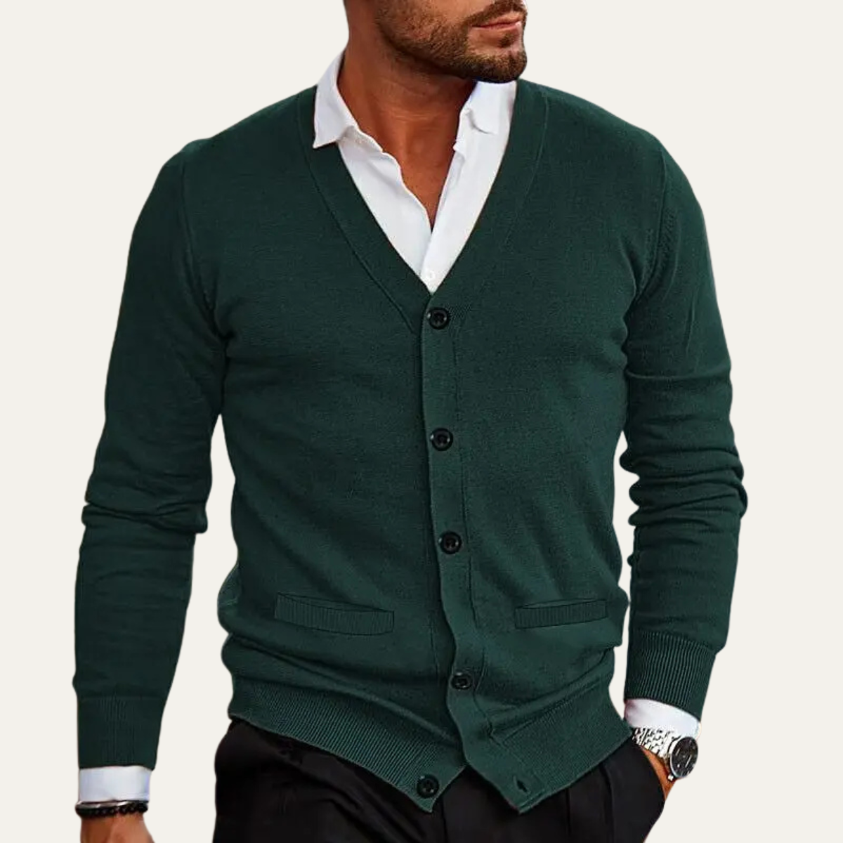 Men's Slim Fit V Neck Knit Cardigan