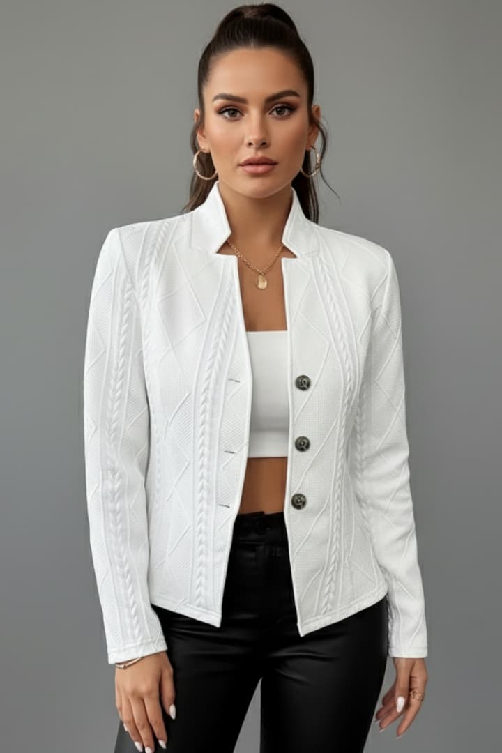 Women's Lapel Collar Blazer Button Front Closure