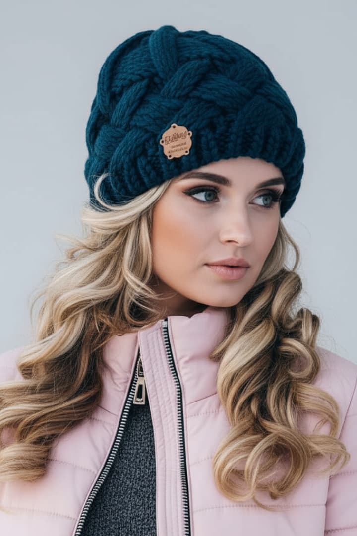 Women's Knit Beanie Thick Wool Folded Brim