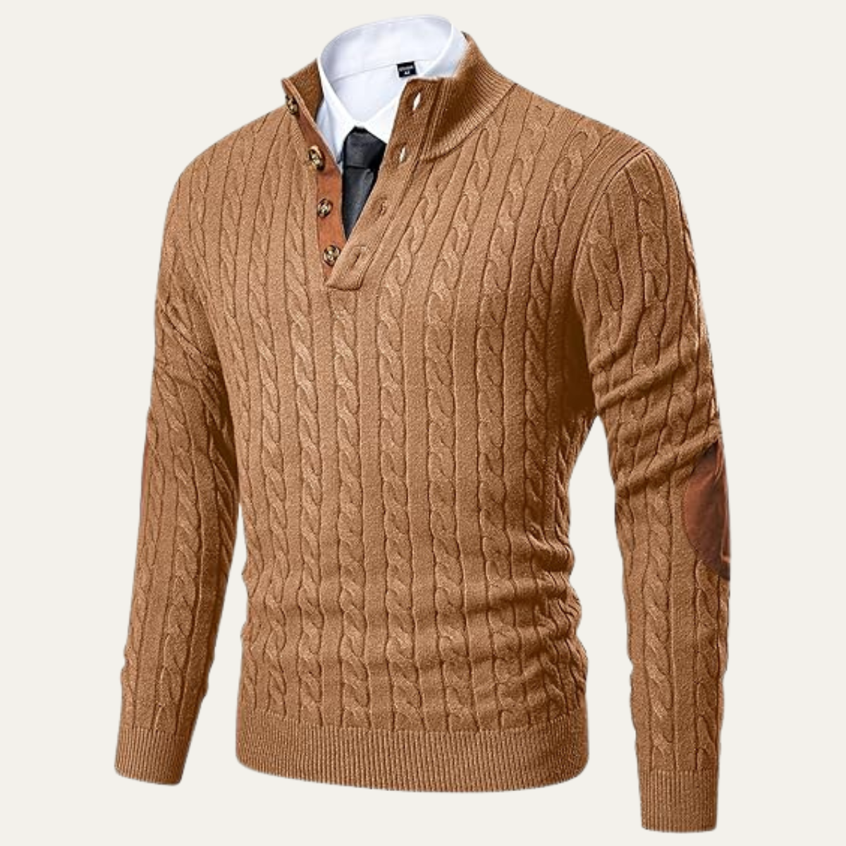 Men's Cable Knit Sweater Stand Collar