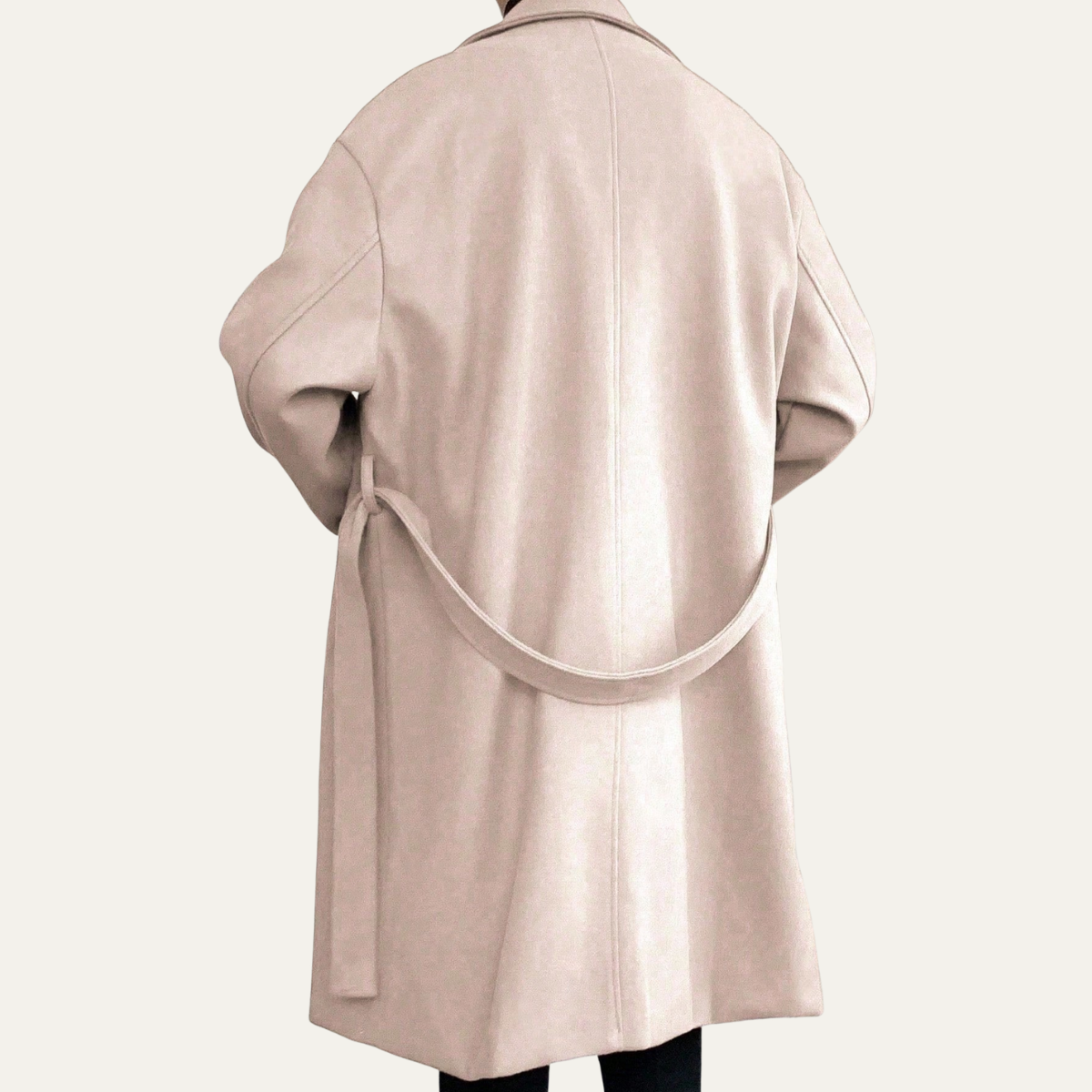 Men's Wool Wrap Coat Camel Brown with Belt