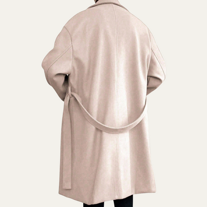 Men's Wool Wrap Coat Camel Brown with Belt