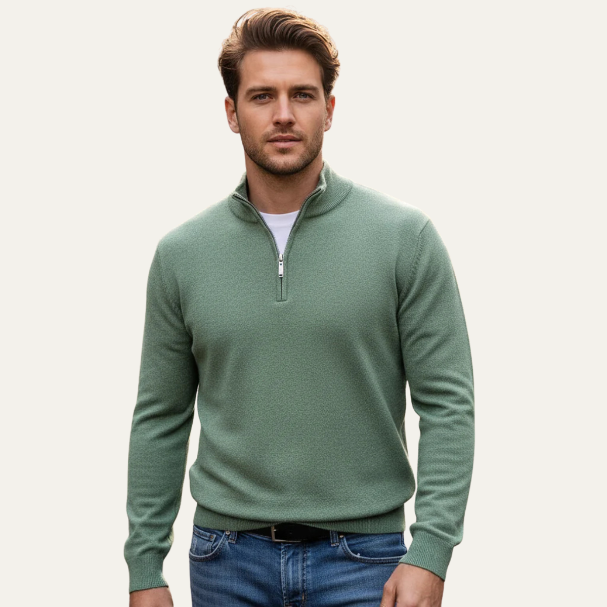 Men's Soft Cotton Sweater Half Zip Knit
