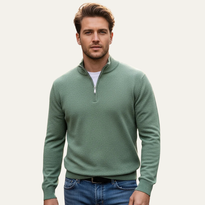 Men's Soft Cotton Sweater Half Zip Knit