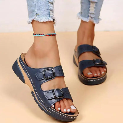 Women's Wedge Sandals Double Buckle Comfortable