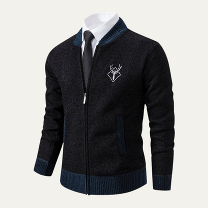 Men's Embroidered Zip Knit Sweater