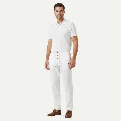 Men's Cotton Linen Straight Leg Pants Lightweight Beige