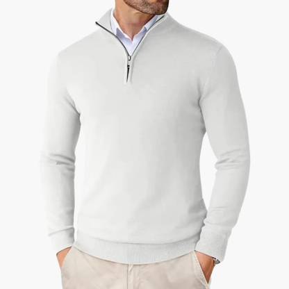 Men's Quarter Zip Pullover Ribbed Hem