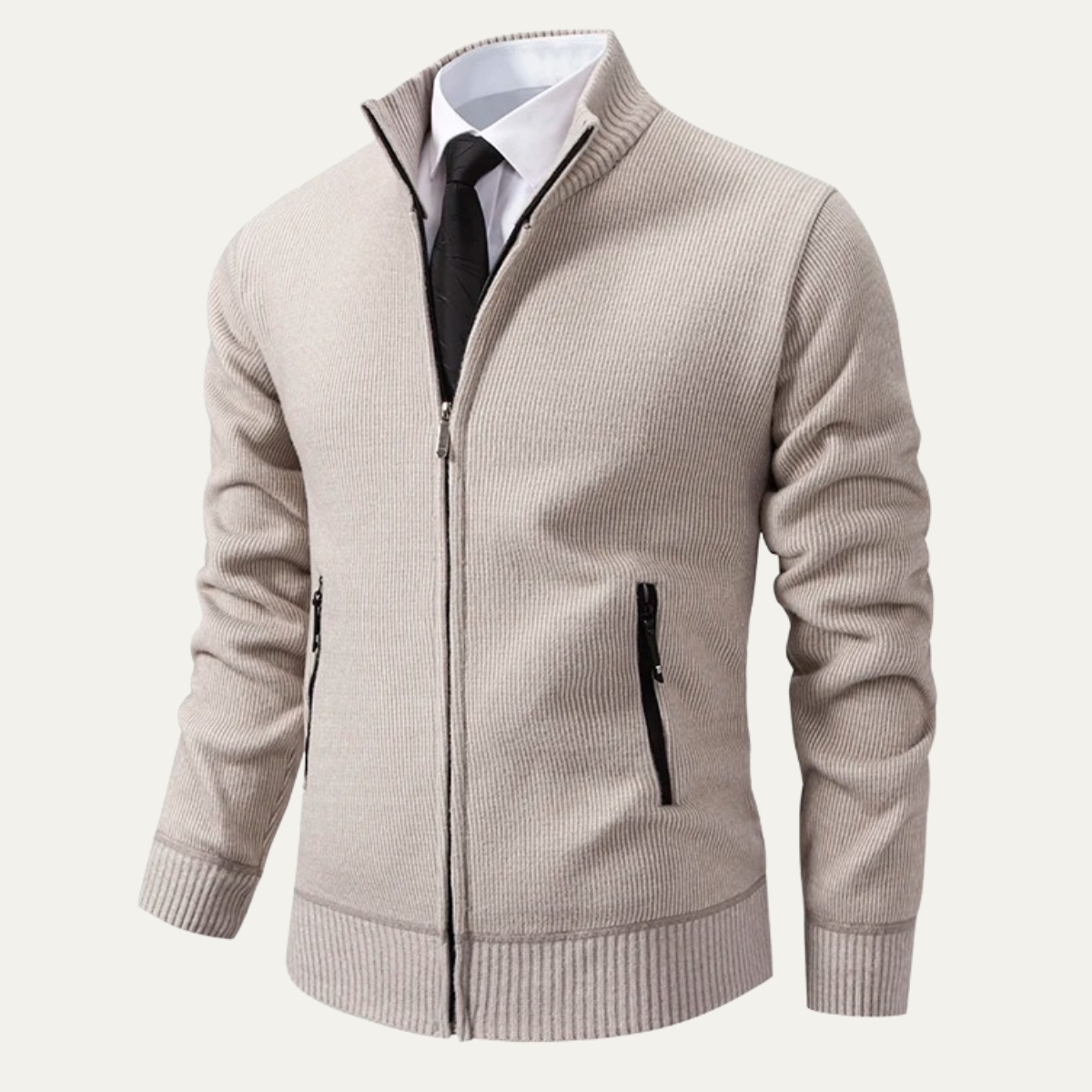 Men's Knit Zip Cardigan With Pockets