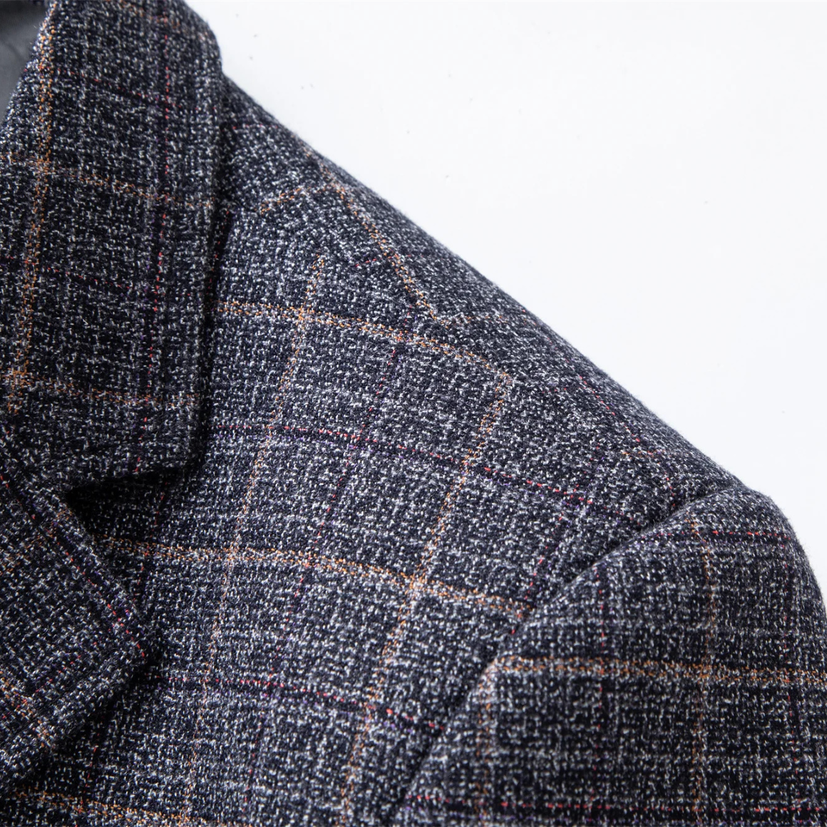 Men's Plaid Jacket Business Casual Wool Blend