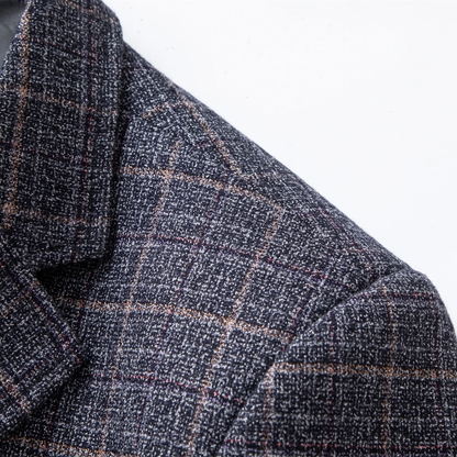 Men's Plaid Jacket Business Casual Wool Blend