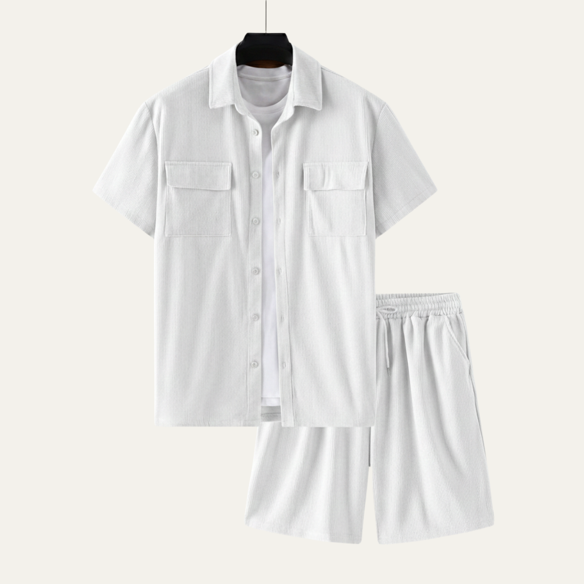 Men's Corduroy Summer Set Shirt And Shorts