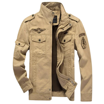 Men's Military Jacket Cotton Rugged Style Beige