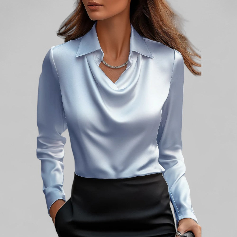 Elegant Silk V Neck Blouse