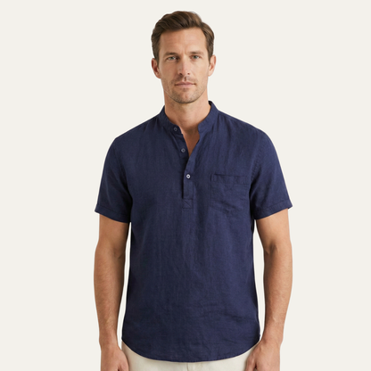 Men's Cotton Linen Henley Shirt Lightweight
