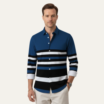 Men's Striped Color Block Shirt