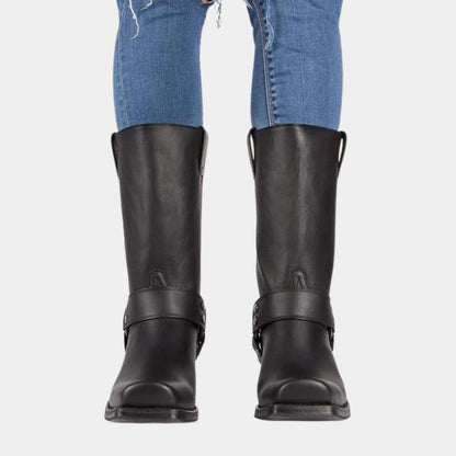 Ladies Low Heel Buckle Boots