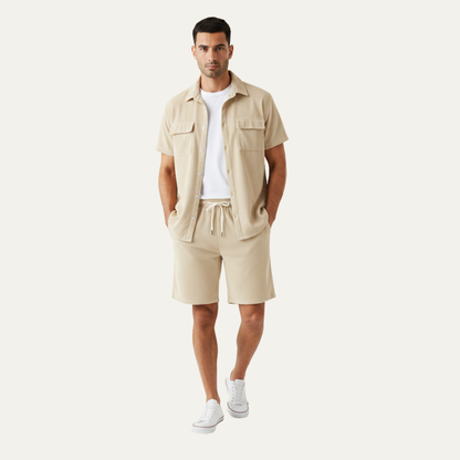 Men's Corduroy Summer Set Shirt And Shorts