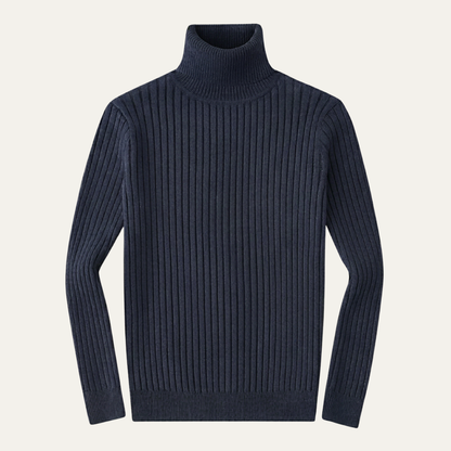 Men's Slim Fit Turtleneck Sweater Ribbed Knit