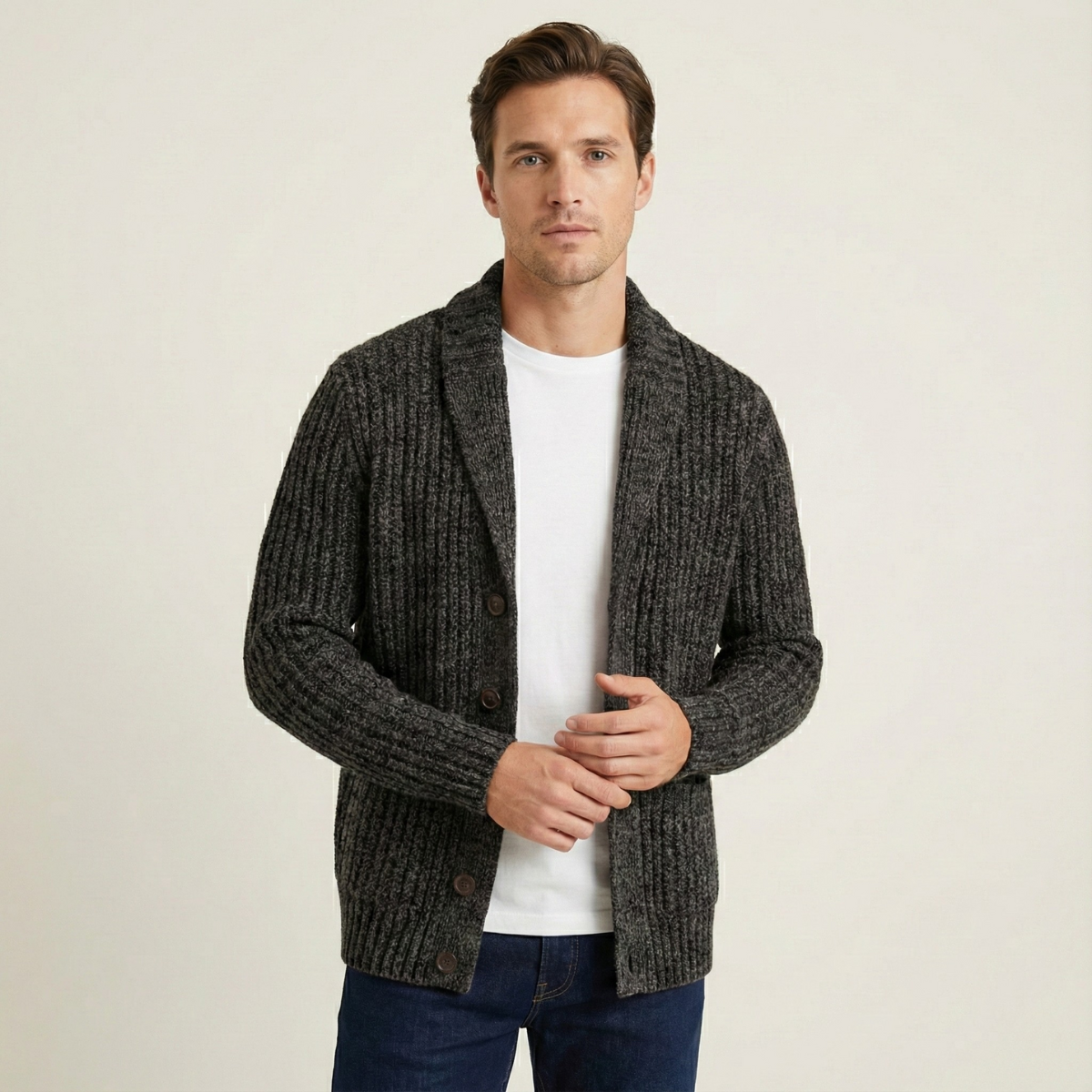 Montpellier Men's Knit Cardigan Shawl Collar Chunky