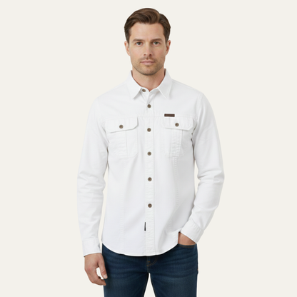Men's Cotton Cargo Shirt Solid Color Multi Pocket