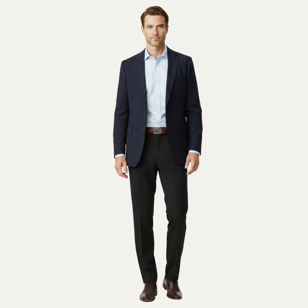 Men's Double Pleated High Waist Straight Leg Pants