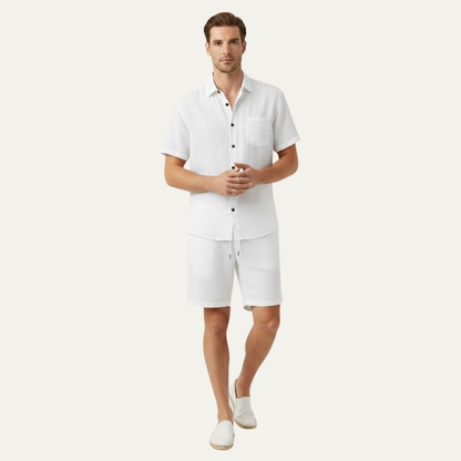 Men's Linen Shirt And Shorts Lightweight Summer Set