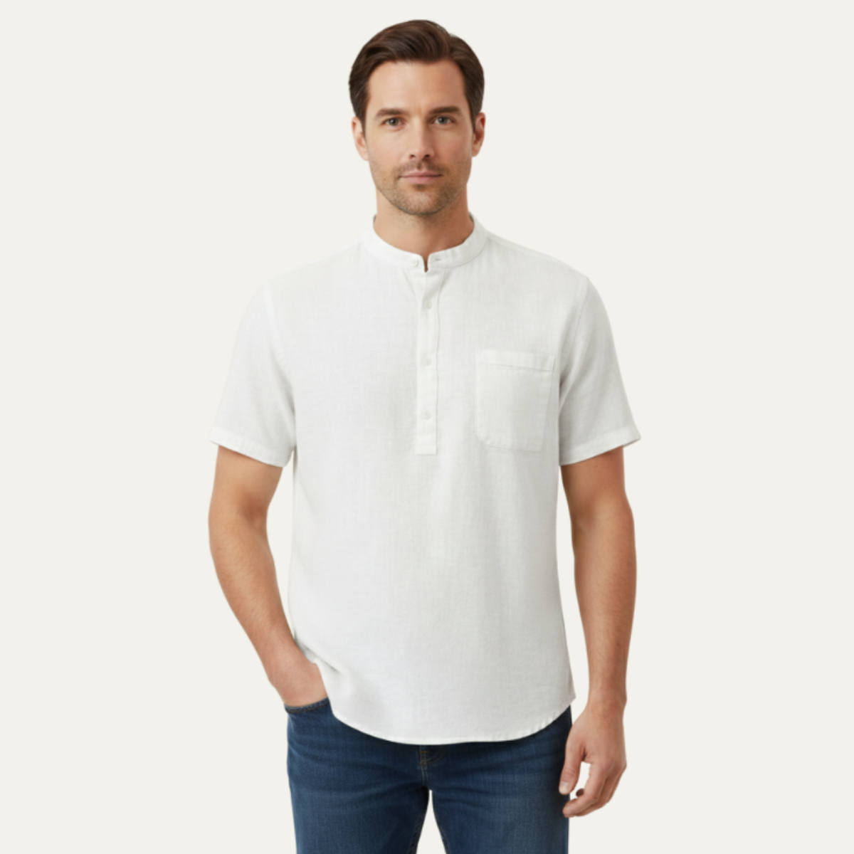 Men's Classic Linen Henley Shirt