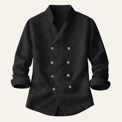 Men's Double Breasted Cotton Linen Shirt