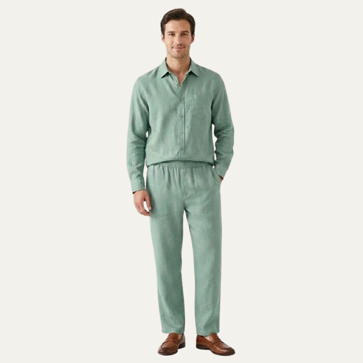 Men's Linen Oversized Shirt And Pants Set