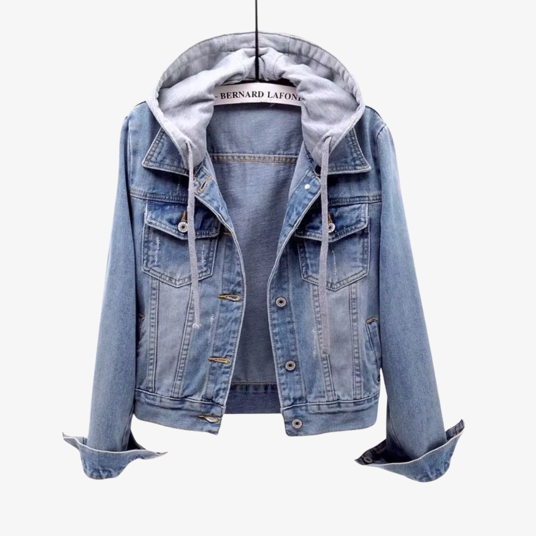 Women's Cropped Denim Jacket With Hood