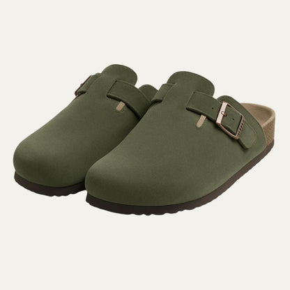Men's Suede Moccasin Slippers Green - VibreMode