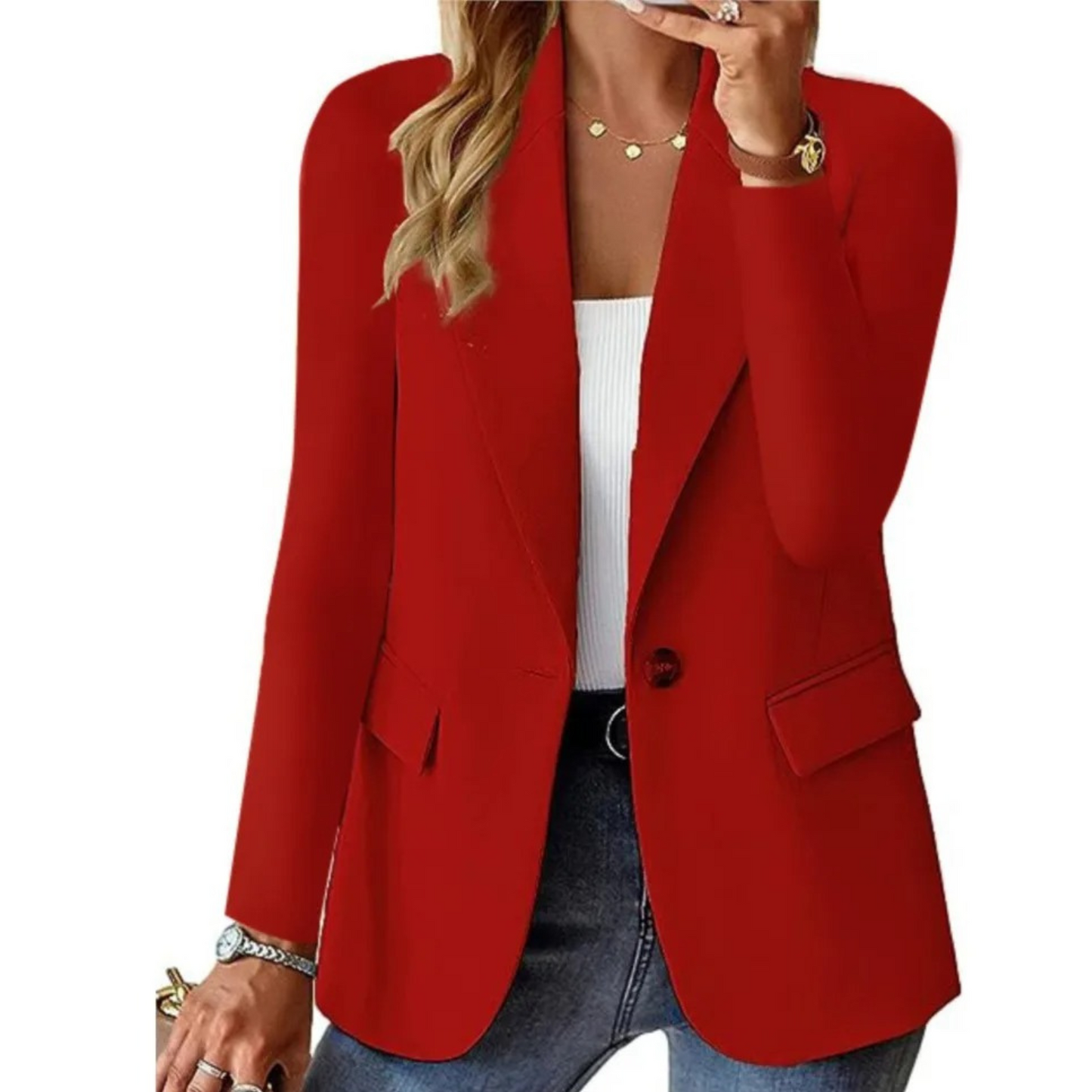 Women's Slim Fit Blazer Long Sleeve Buckle Closure