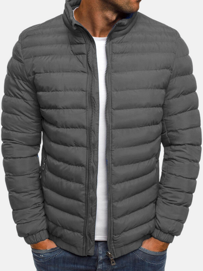 Men's Puffer Bomber Jacket Zip Closure