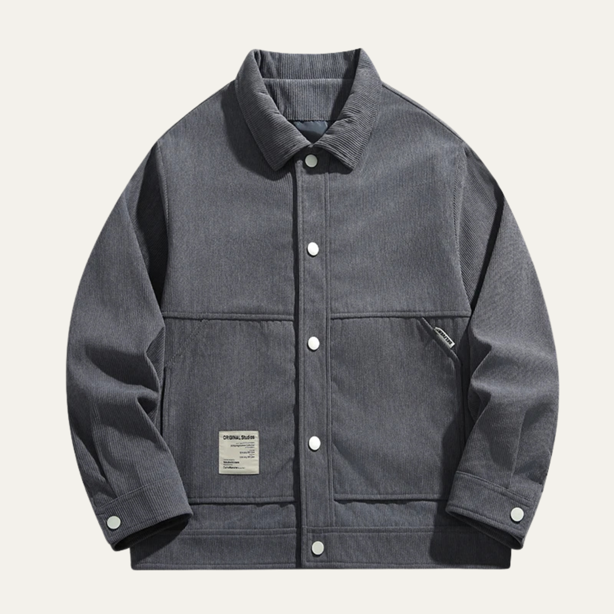 Men's Corduroy Jacket Loose Fit Button Up Coat