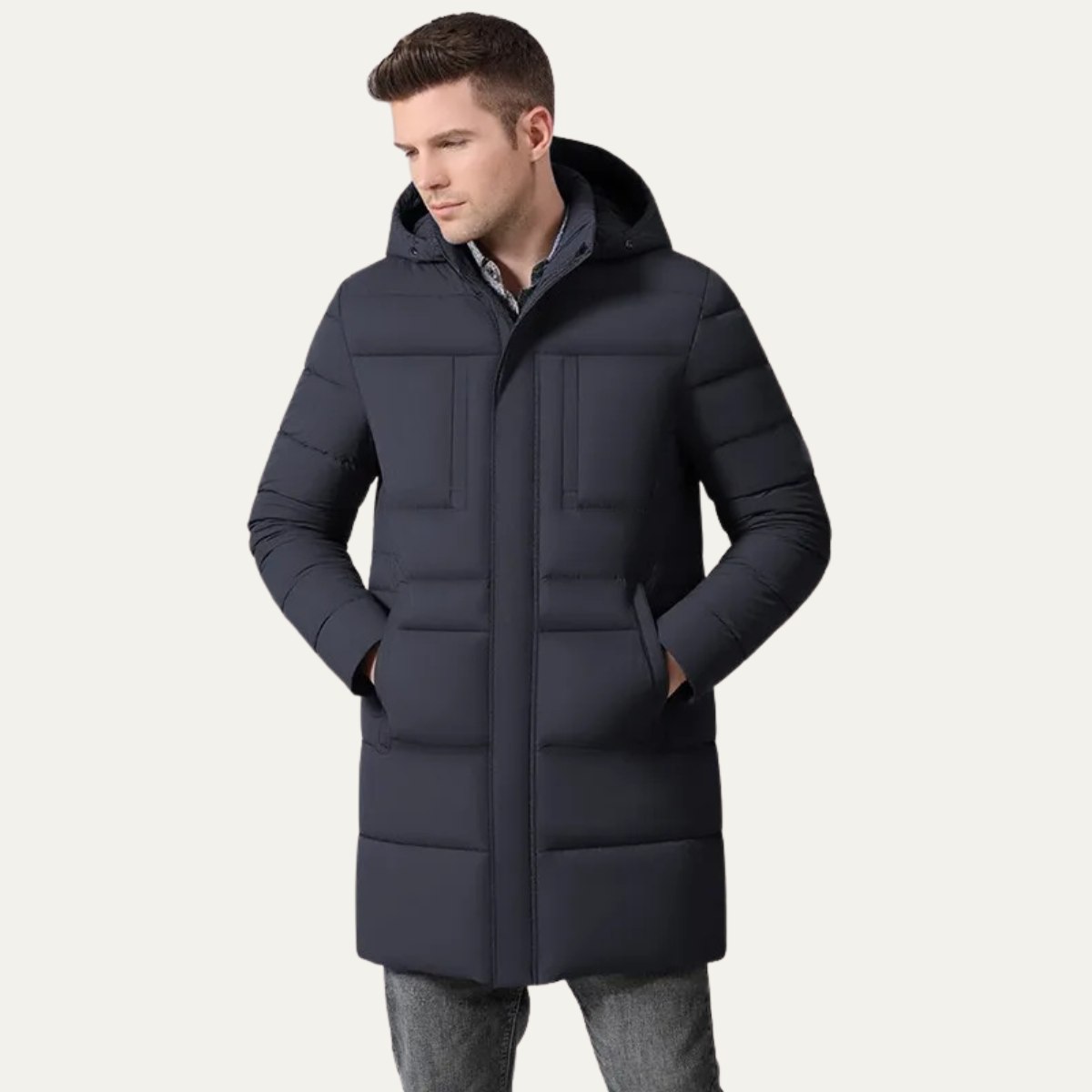 Men's Long Cotton Parka Coat Windproof