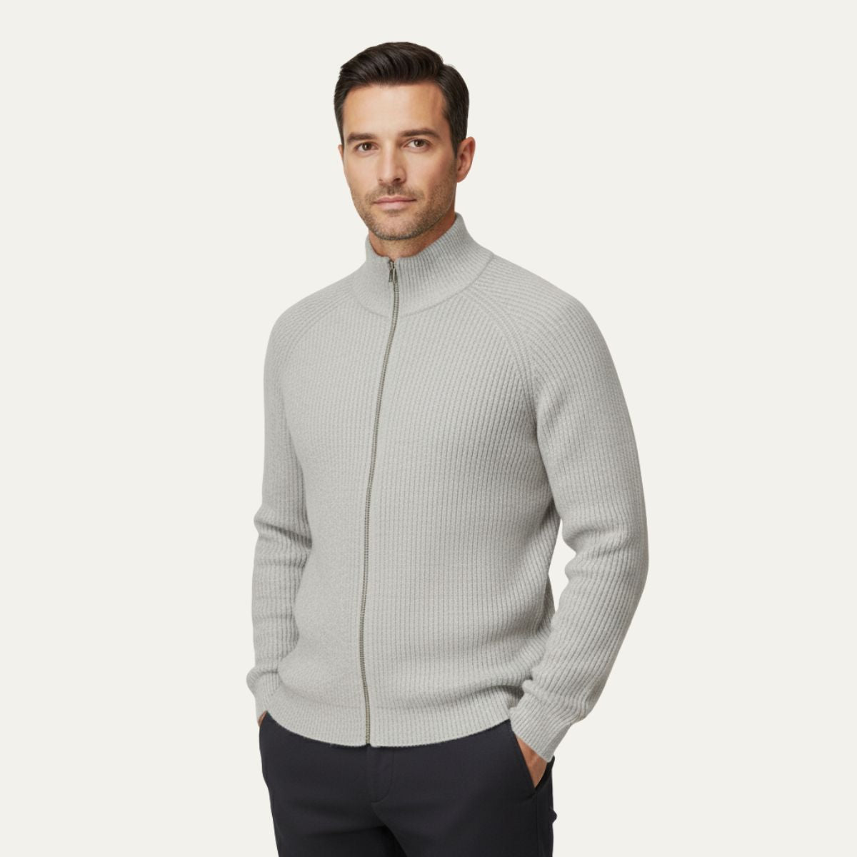 Men's Merino Wool Zip Up Cardigan