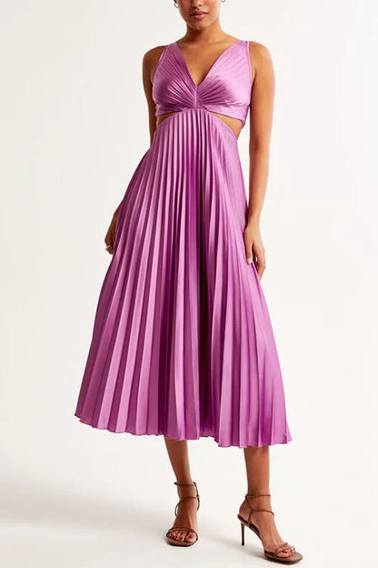 Women's Pleated Maxi Dress Flowy