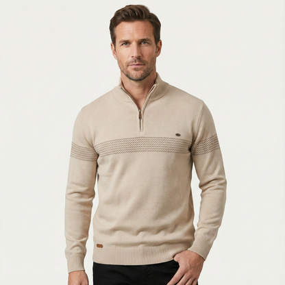 Men's Casual Half Zip Knit Sweater Stand Collar